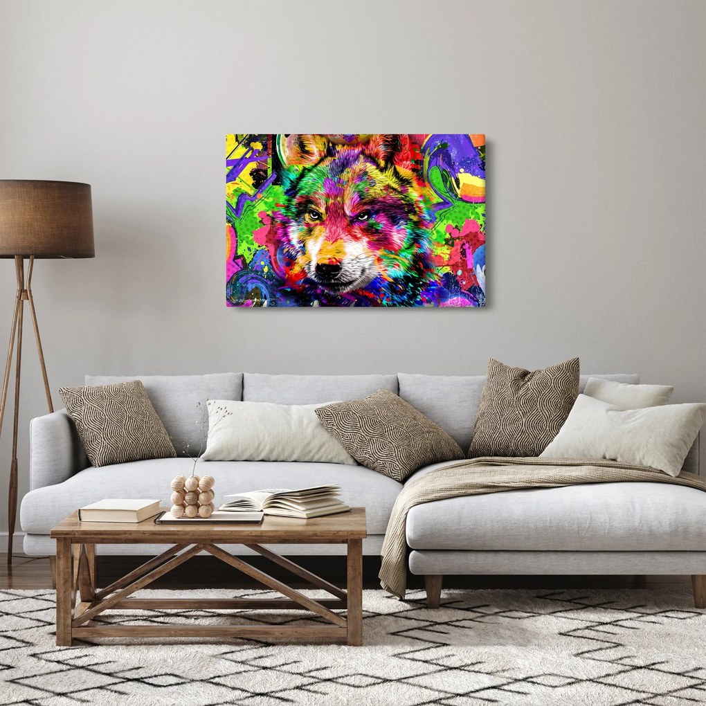 Kép - Farkas graffitivel (90x60 cm)