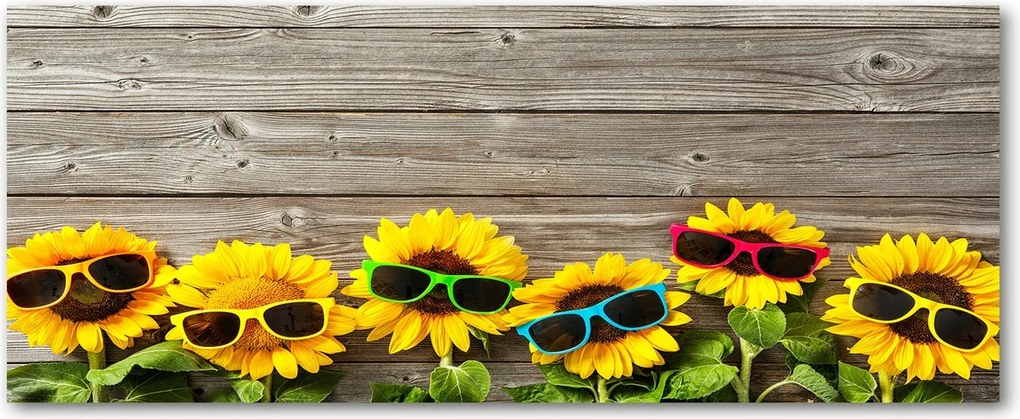 Modern üvegpanel a konyhába Napraforgók XXL