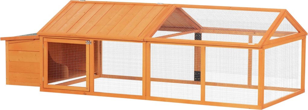 PawHut Kültéri Tyúkól 240x112.5x76 cm Fa Tyúkól Felnyitható Tetővel Zárható Ajtókkal és Tojófészekkel Kecskéknek, Nyulaknak, Kacsáknak | Aosom