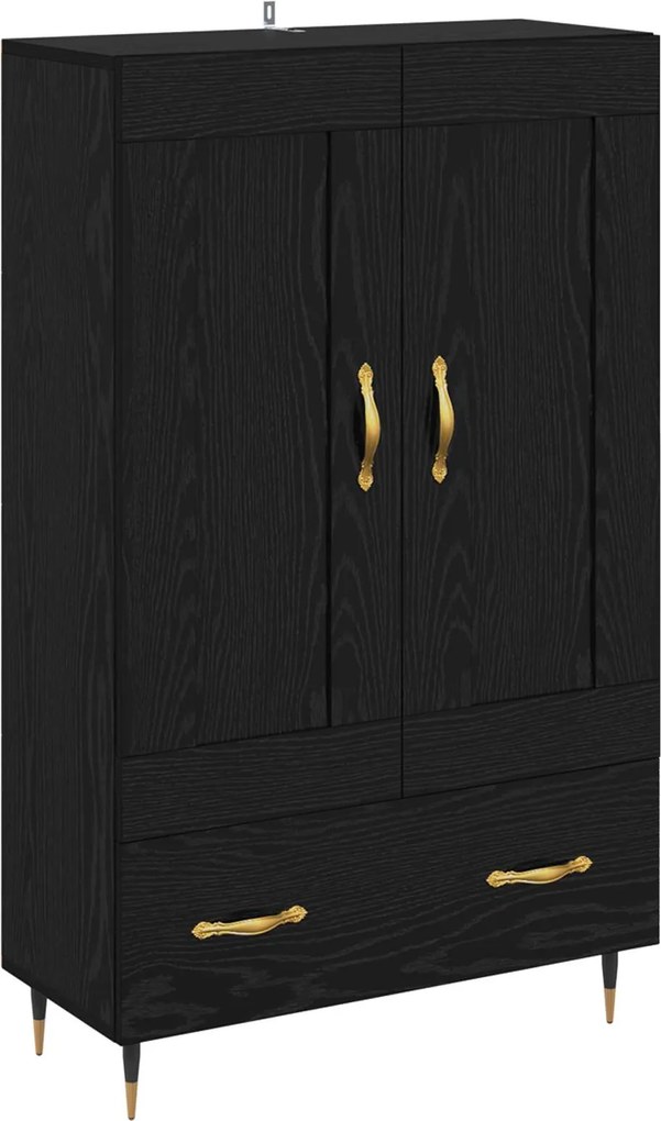 vidaXL Magasfiú fiókkal Fekete tölgy 69,5 x 31 x 115 cm Faanyag