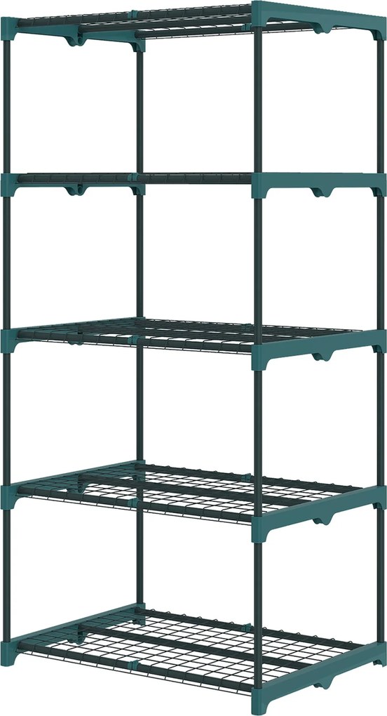 Outsunny 5 szintes acél növényállvány – beltéri/kültéri, sötétzöld, 67 × 49 × 138 cm | Aosom