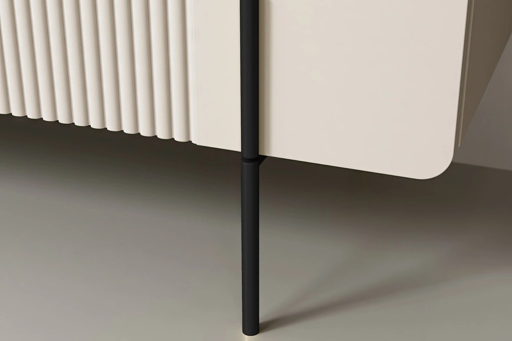 Malmi komód 150 cm háromajtós - kasmír / fekete lábak