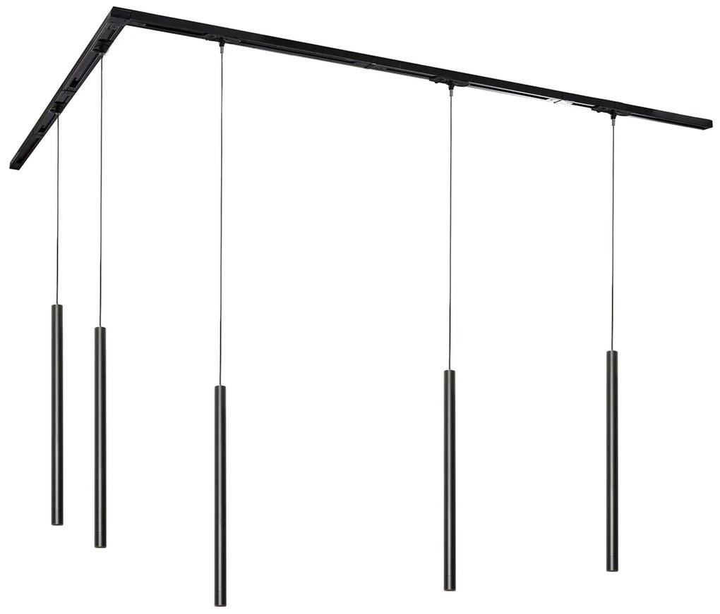 Modern sínrendszer 5 függőlámpával fekete 1 fázisú - Iconic Frini