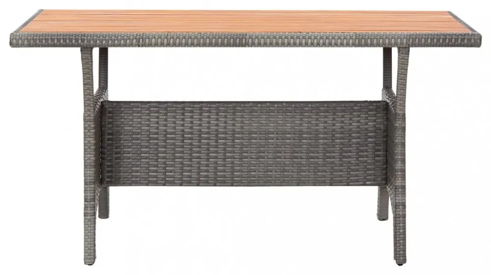 3 részes polyrattan és tömör akácfa kerti étkezőgarnitúra