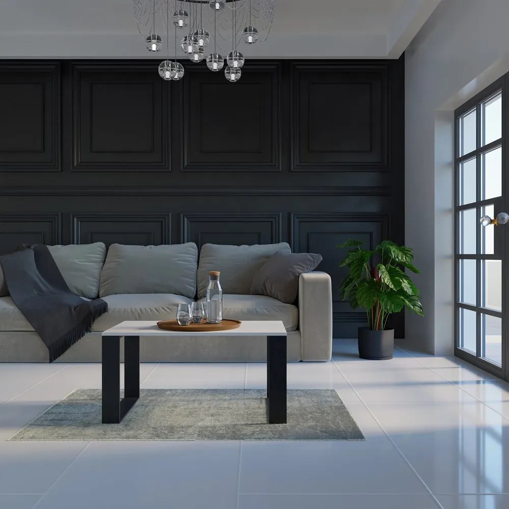 Salon Loft modern dohányzóasztal, fehér-fekete