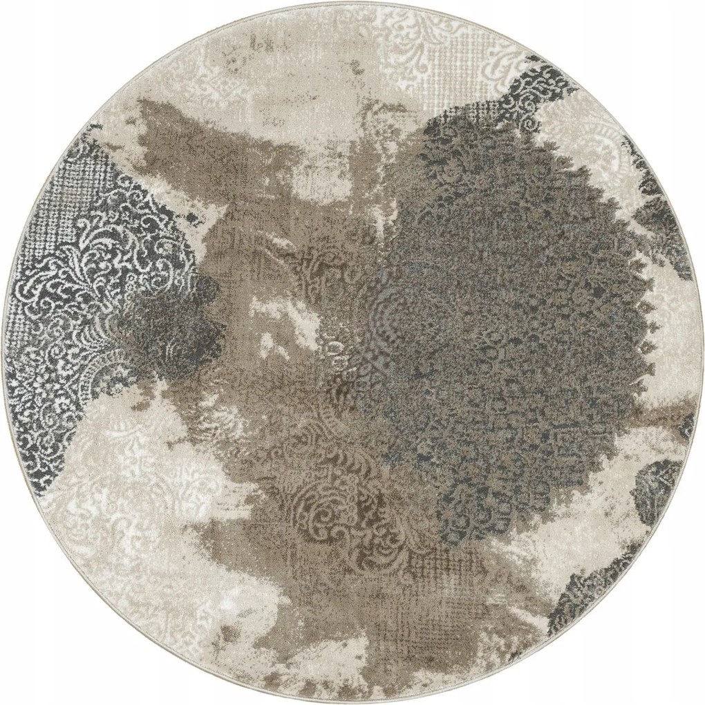 Kerek Szőnyeg Bézs Szürke Puha Rozetta Dísz Boutique Galya átm. 160 cm