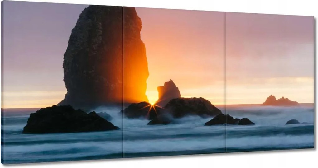 Vászonkép 120x60 Sziklák Tenger Naplemente
