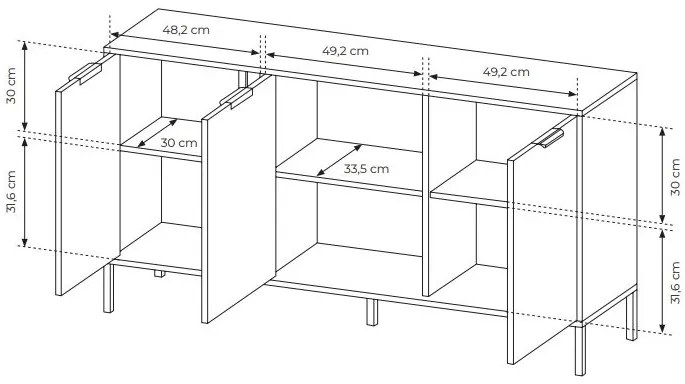 Szekrény Lyran 3D (antracit + arany). Akció -17%. 1071355