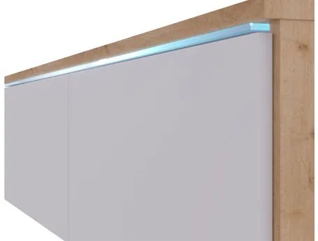 TV szekrény Dlana 180 MDF (fekete grafit + wotan tölgy) (fehér LED világítás). 1106214