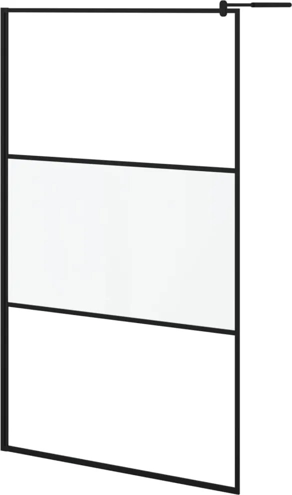 vidaXL fekete selyemmatt ESG üveg zuhanyfal 115x195 cm
