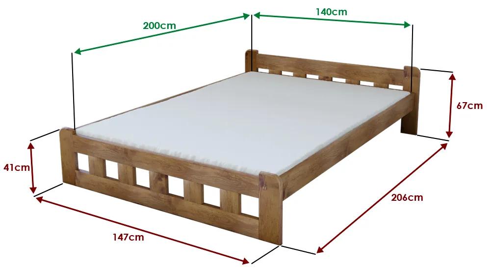 Naomi magasított ágy 140x200 cm, tölgyfa Ágyrács: Léces ágyrács, Matrac: Matrac nélkül