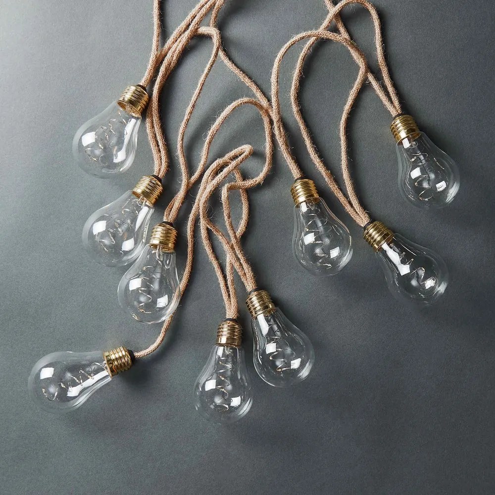 BULB LIGHTS égősor, villanykörte natúr zsinórral, fali csatlakozóval, 15 égő