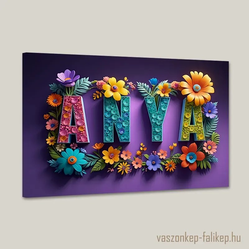 ANYA virágokkal 11 – Színes, prémium vászonkép ajándékba 60x40 cm