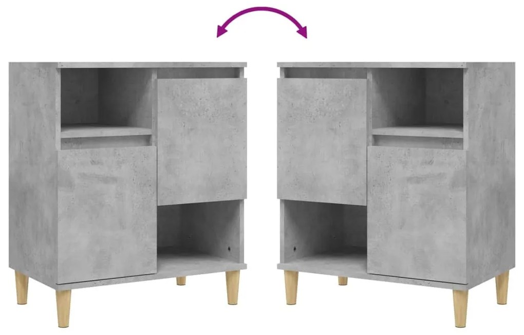 2 db betonszürke szerelt fa tálalószekrény 60 x 35 x 70 cm