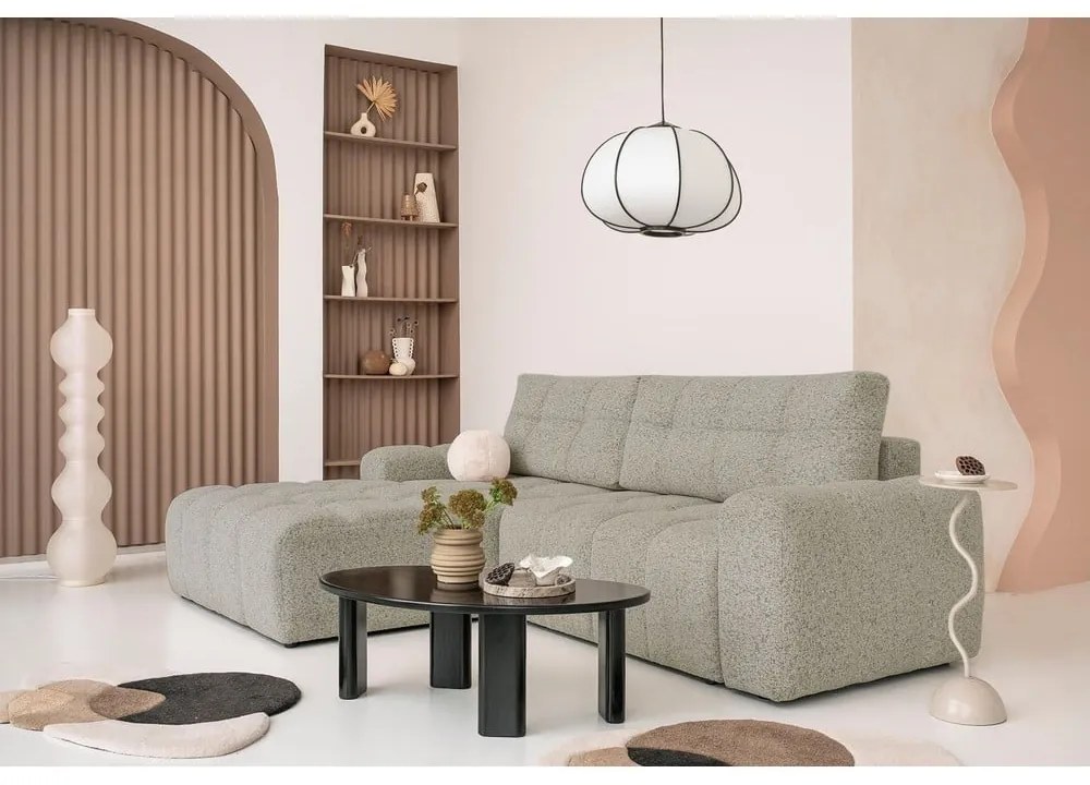 Világosbarna kinyitható tárolóhelyes moduláris sarokkanapé (bal oldali) Lulu – Miuform