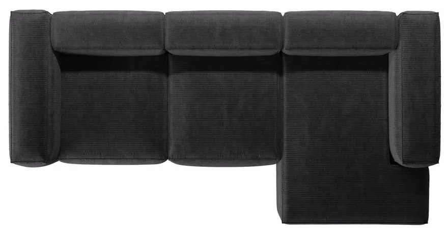 Sötétszürke kordbársony sarokkanapé (jobb oldali-heverő résszel) Bergamo – Cosmopolitan Design