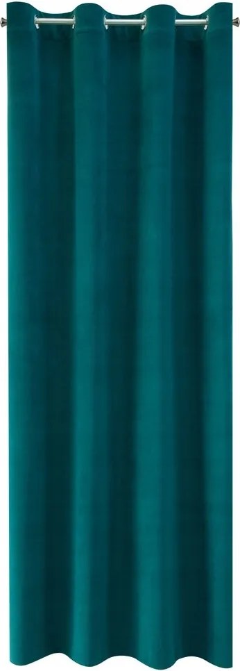 Készfüggöny 140X250 c. türkiz bársonyból, finom karika mintával