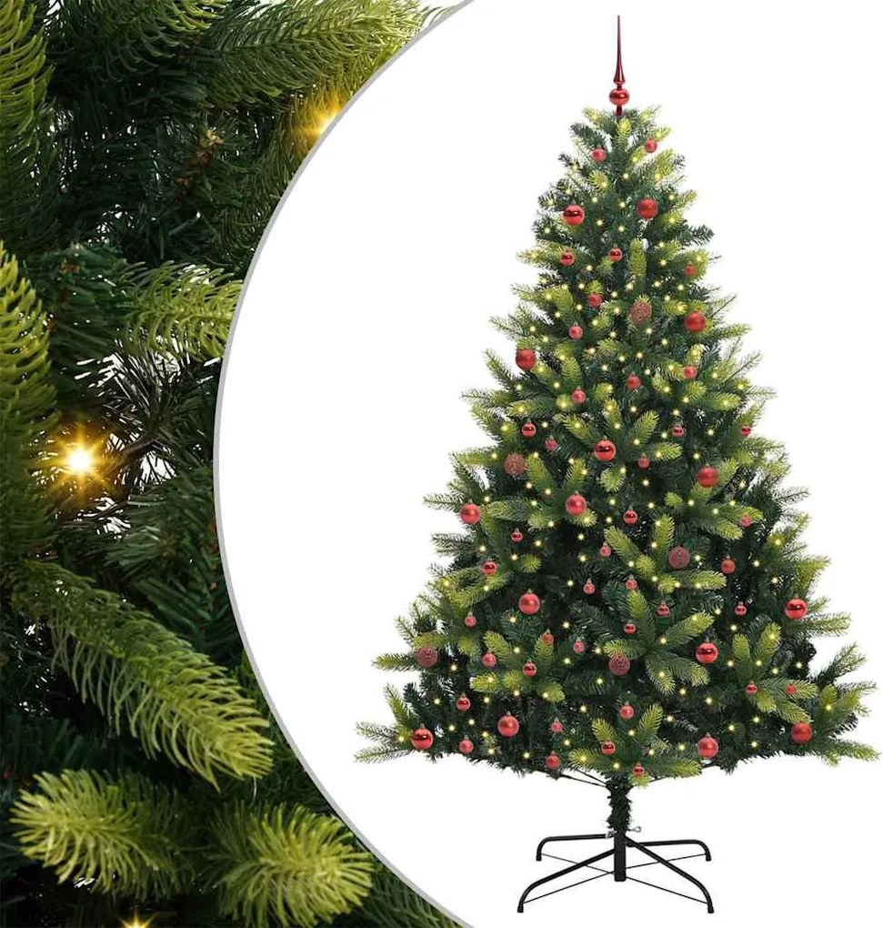 vidaXL Mesterséges Hajlított Karácsonyfa 300 LED-del Zöld 210 cm