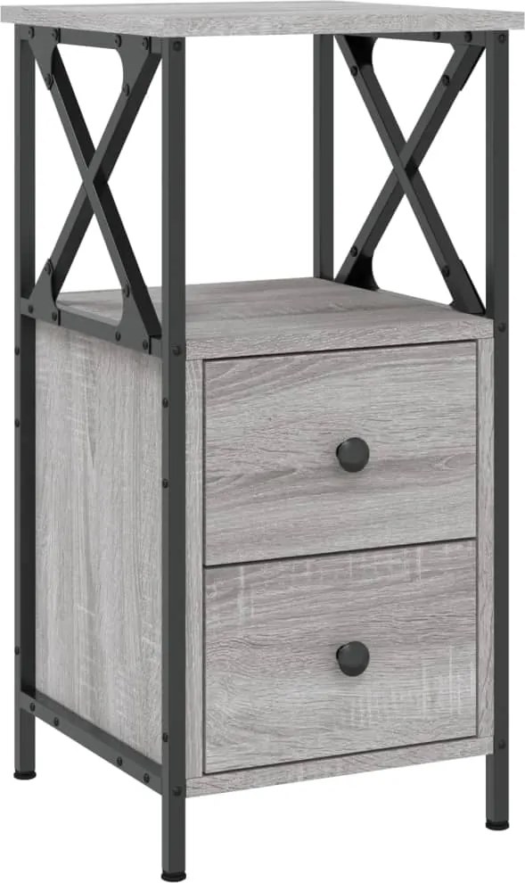 vidaXL szürke sonoma színű szerelt fa éjjeliszekrény 34x35,5x70 cm