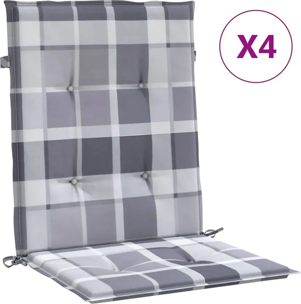 vidaXL 4 db szürke kockás oxford szövet háttámlás székpárna 100x50x3cm