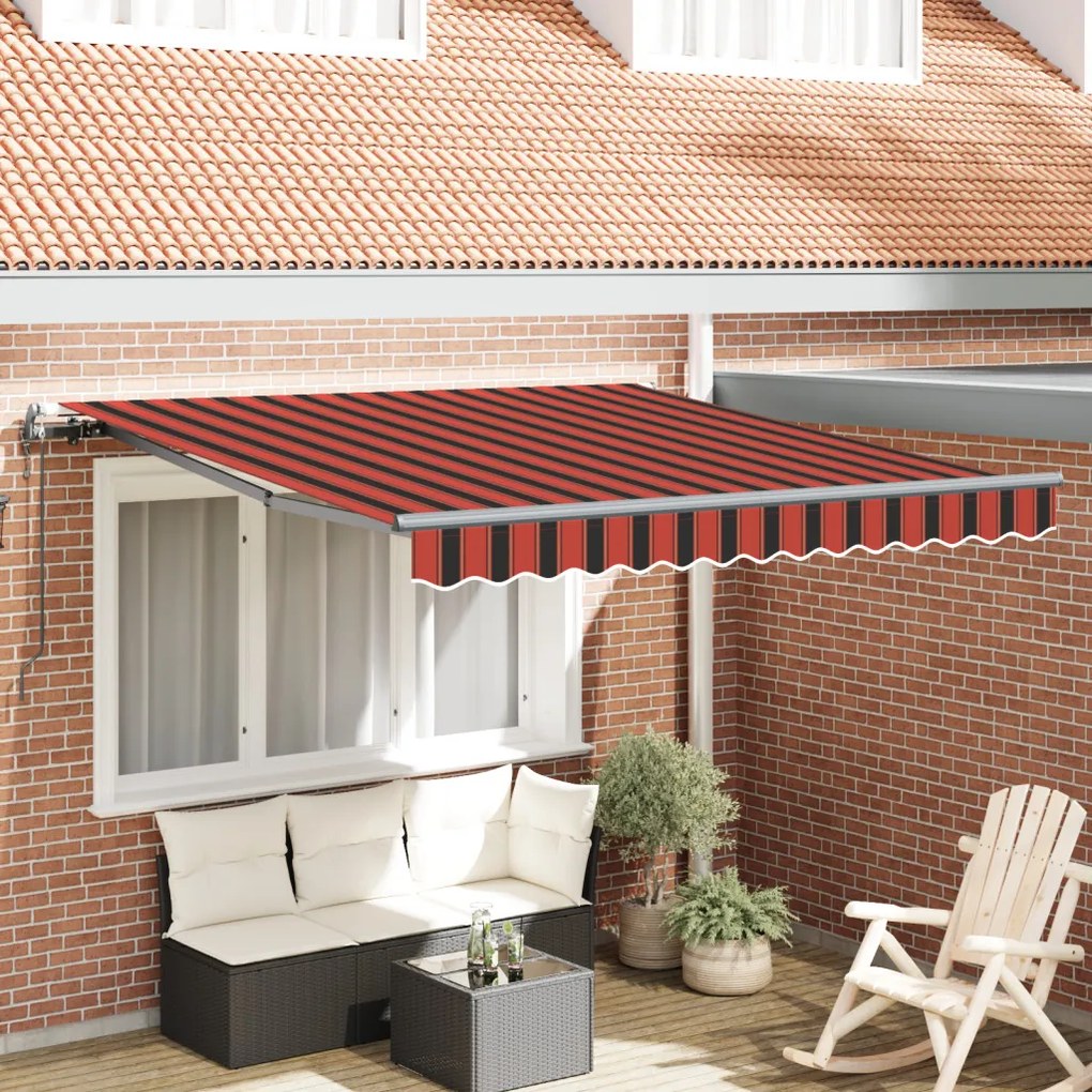 Automatikus behúzható napellenző narancs és barna színben, 300x250 cm