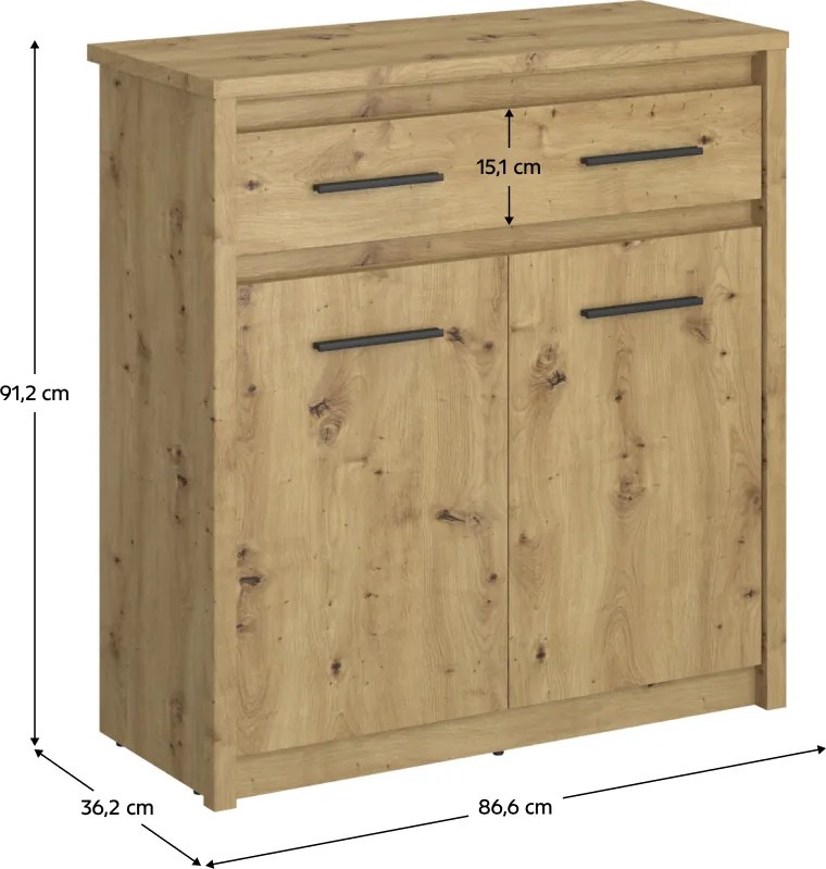 Komód 2D1S, artisan tölgy, AIRON