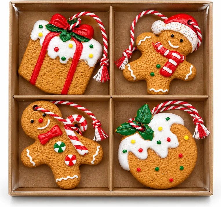 Szett 4 db karácsonyi dísz COOKIE CHRISTMAS 6 cm