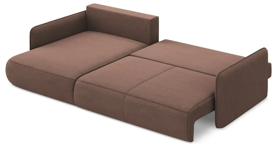 Rózsaszín kinyitható-tárolóhelyes sarokkanapé (bal oldali) Nanea – Makamii