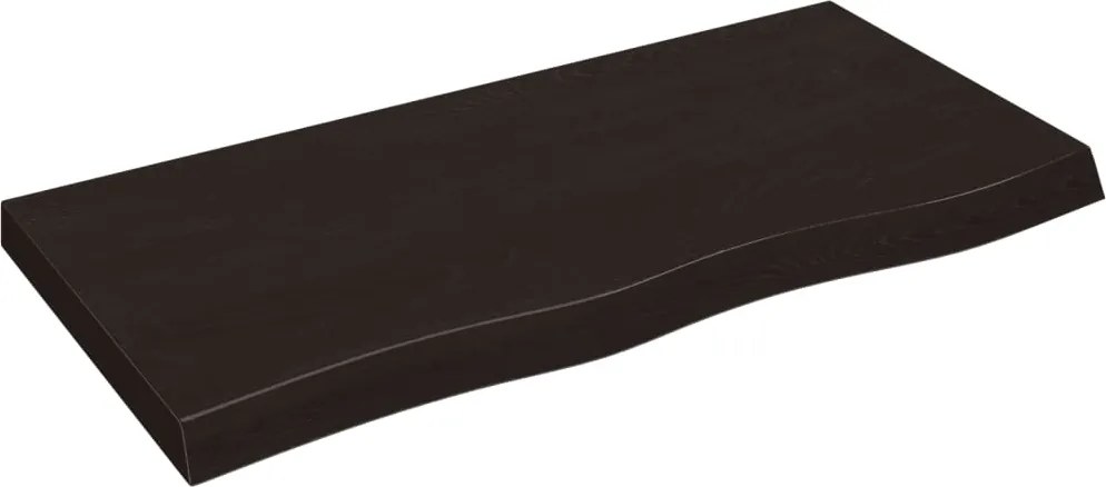 vidaXL sötétbarna kezelt tömör tölgyfa fali polc 100x50x(2-6) cm