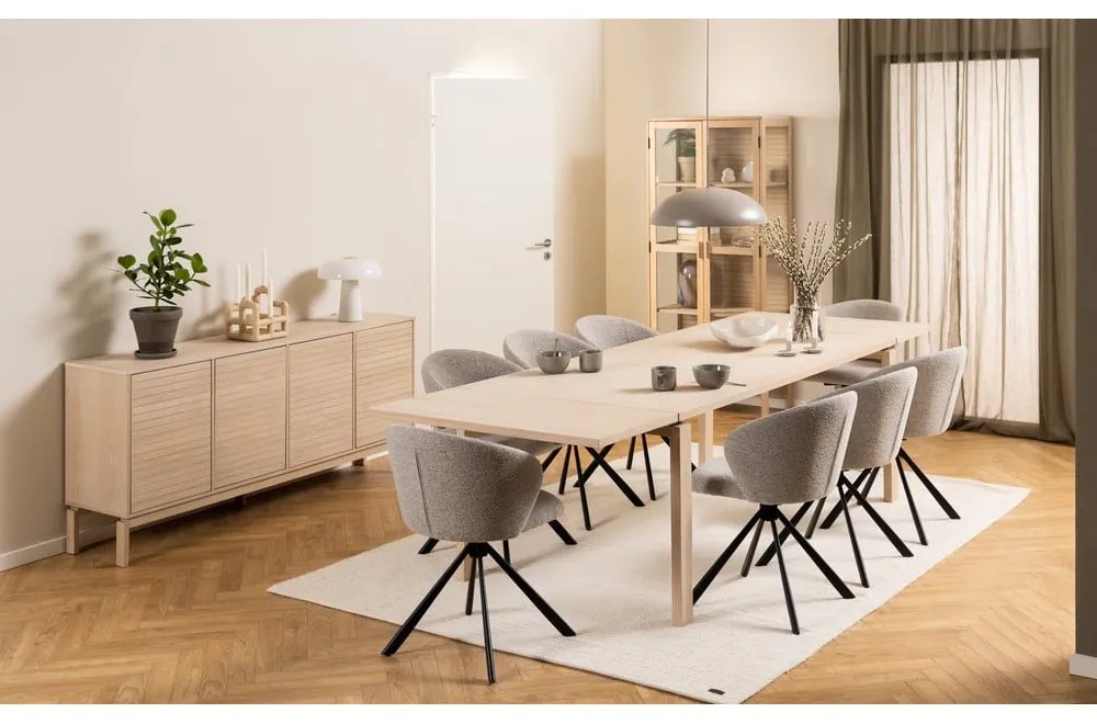 Bővíthető étkezőasztal tölgyfa dekoros asztallappal 100x200 cm Linley – Actona