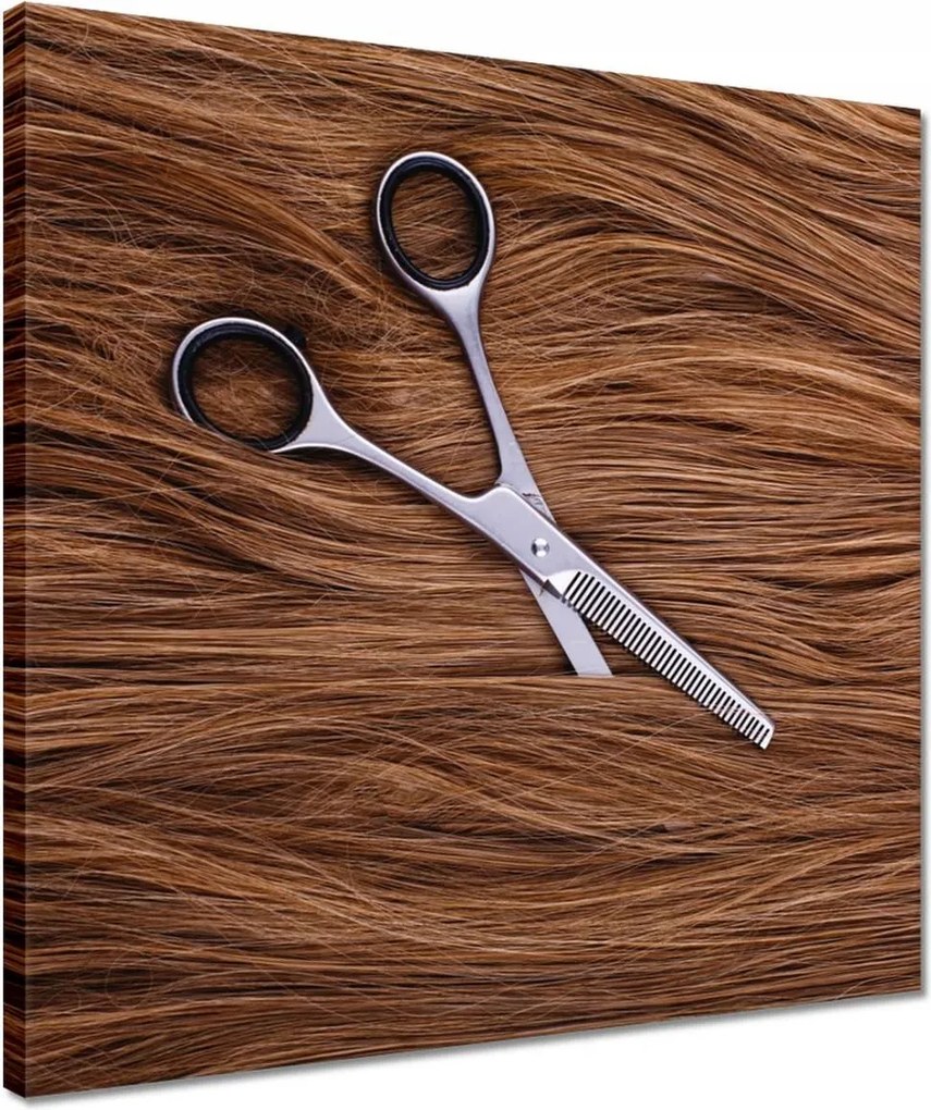Vászonkép 40x40 Olló a haj között