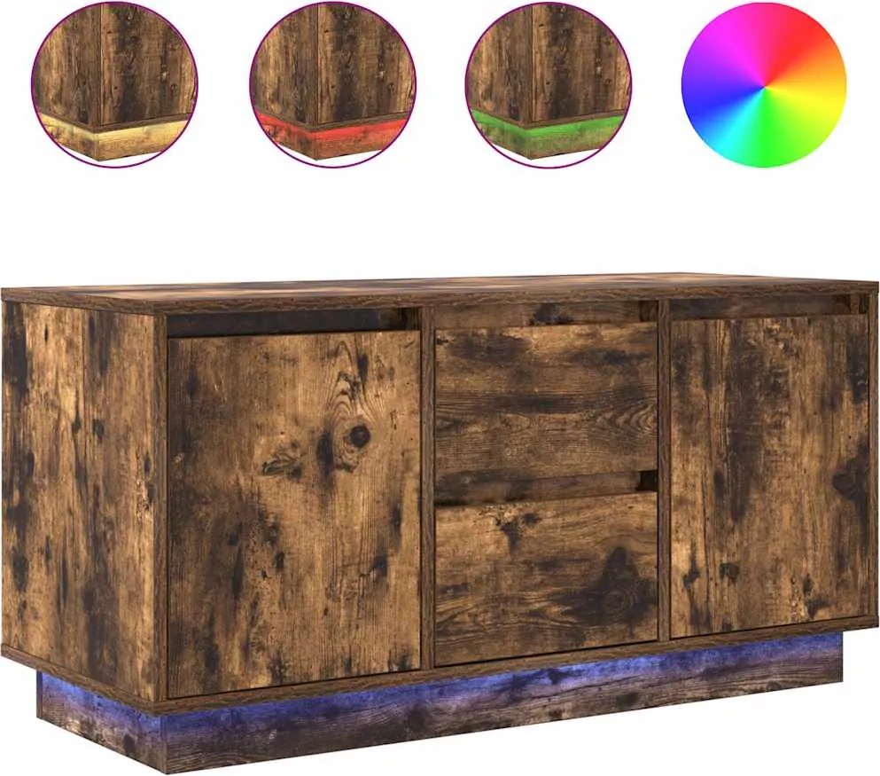 vidaXL füstös tölgyszínű TV-szekrény LED-világítással 100x41x50 cm