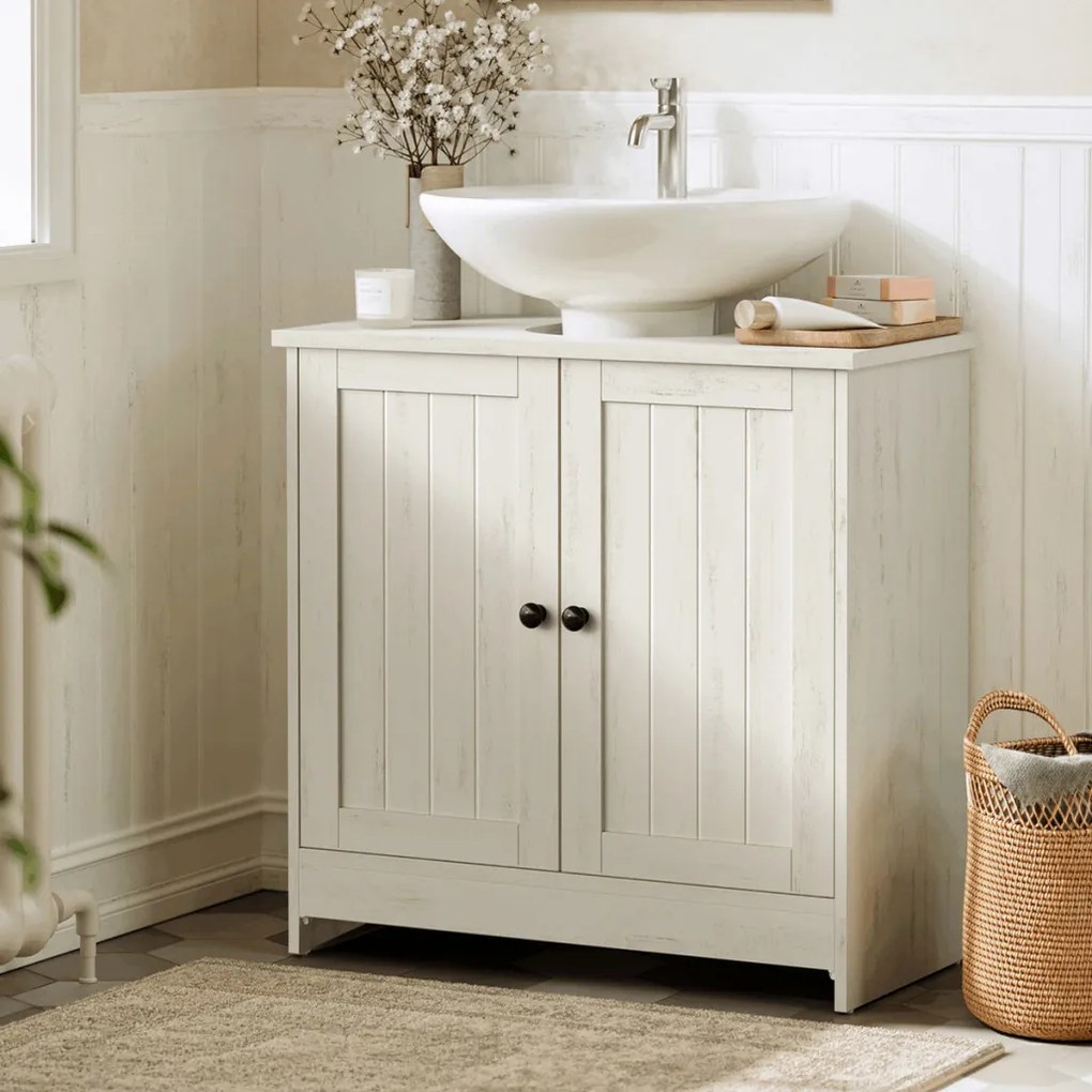 Fehér fürdőszobai szekrény AUK-E1155 WT, 60×30×61 cm