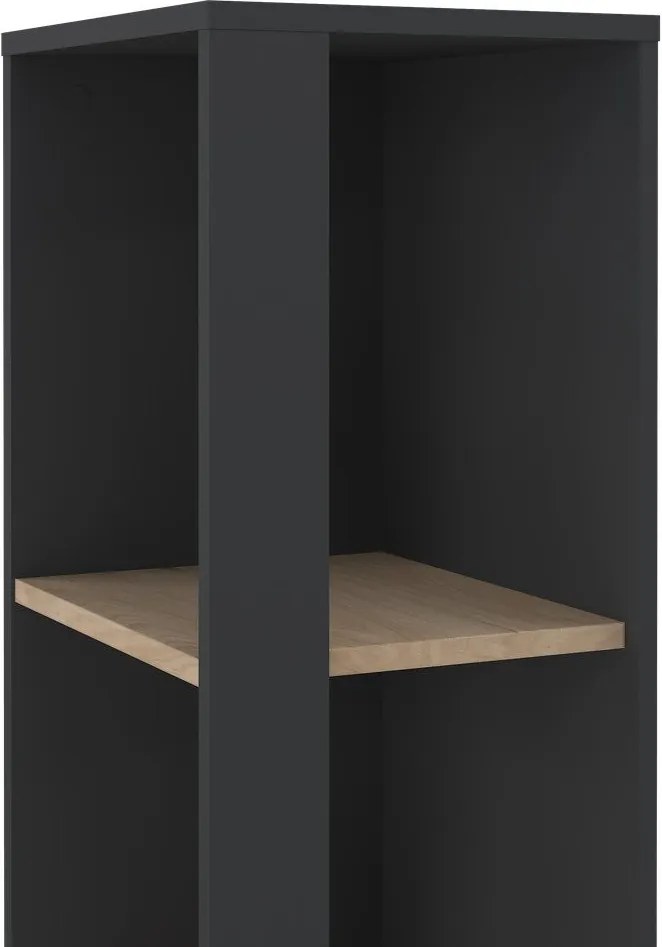 Polcos tároló könyvespolc 36x36x180cm fekete KH09-1