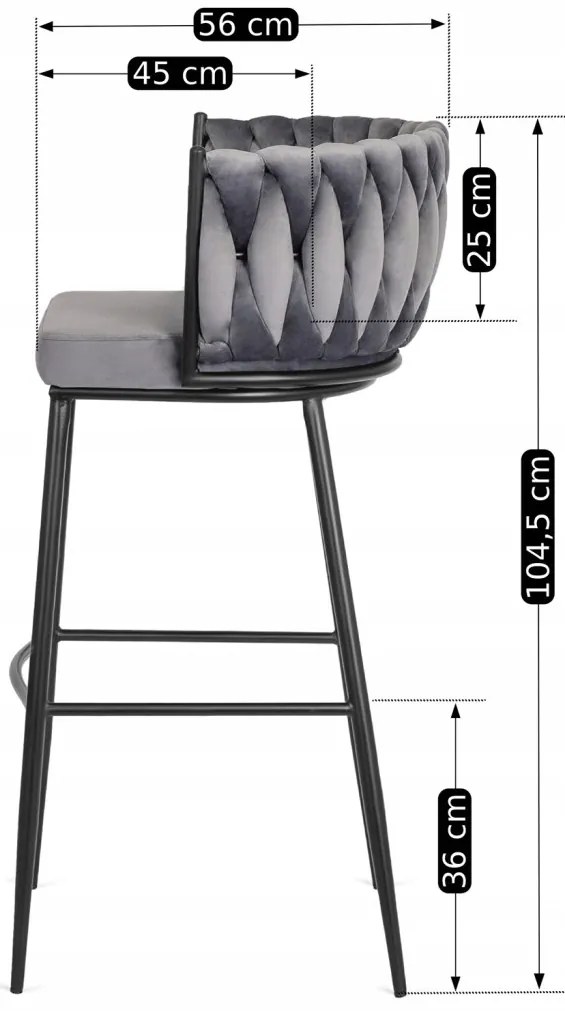 Elegáns Bárszék Szürke Bársony Kárpittal. FLORES