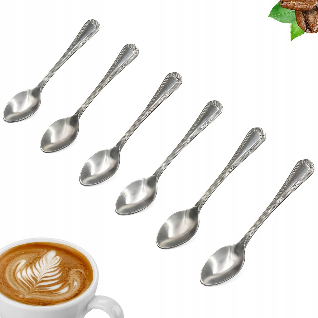 6 Db-os Teáskanál Szett Kávé Acél Teáskanál
