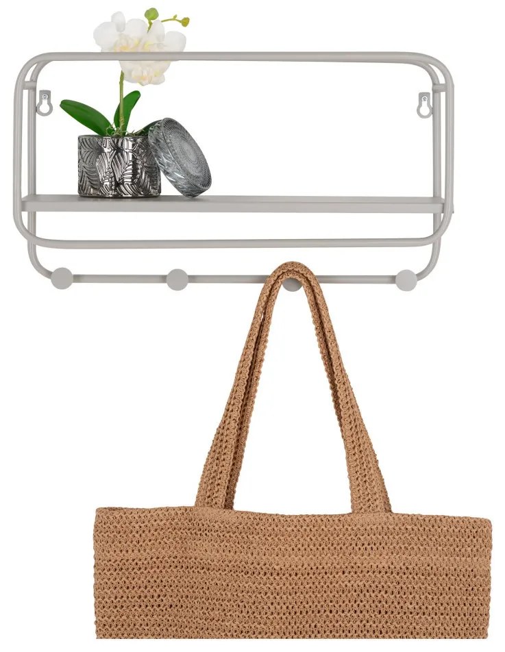 Feira kalaptartó fogas, acél, szürke 45x15x25 cm