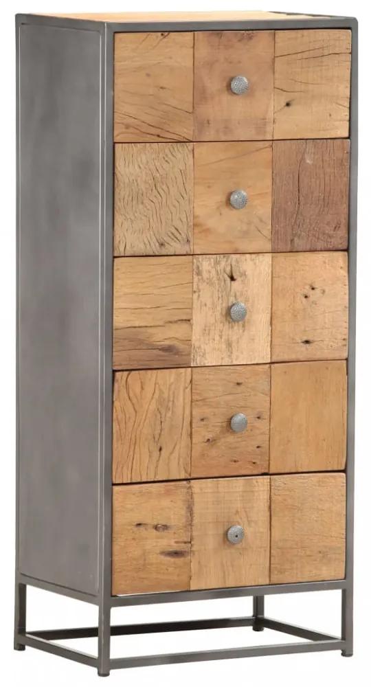 Tömör újrahasznosított fa fiókos szekrény 45 x 30 x 100 cm