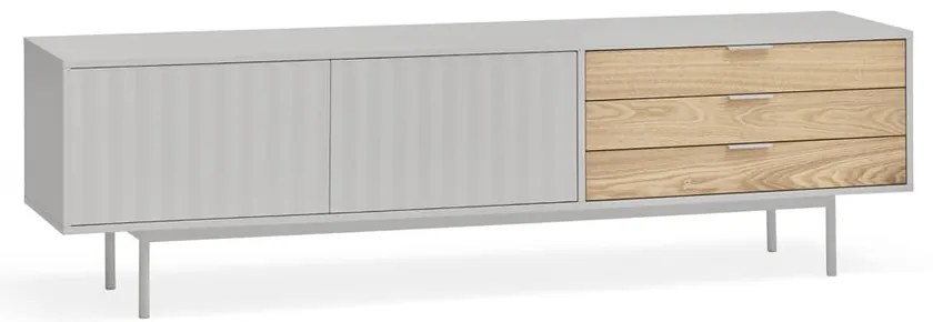 Szürke-natúr színű TV-állvány tölgyfa dekorral 180x52 cm Sierra – Teulat