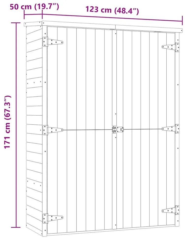 kerti impregnált fenyőfa szerszámoskamra 123 x 50 x 171 cm