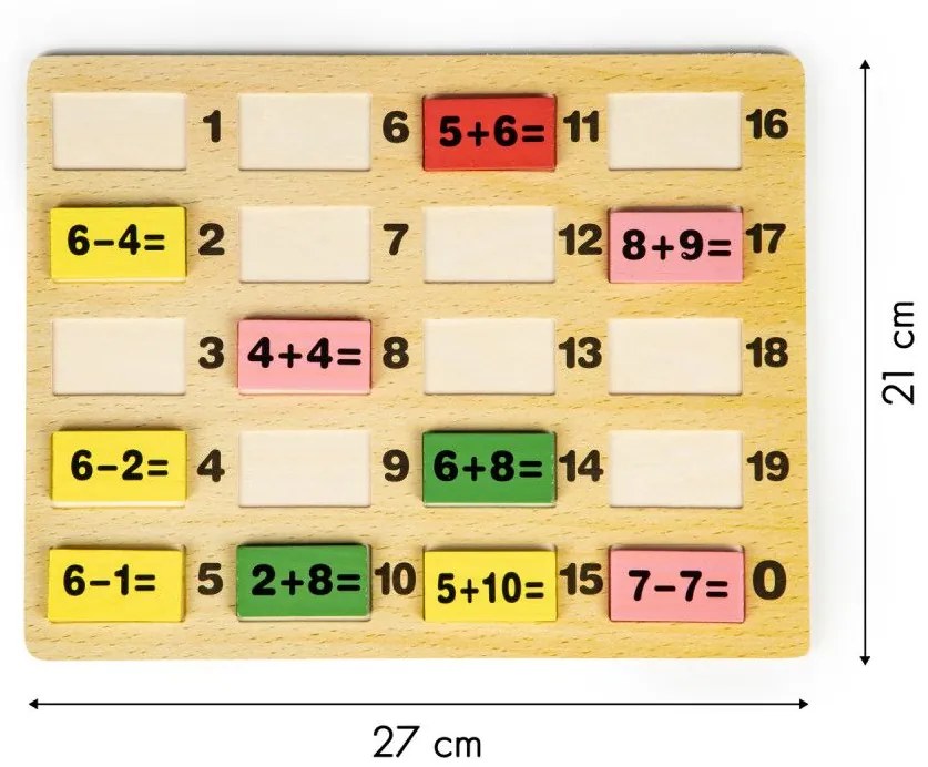 Fából készült matematikai táblázat