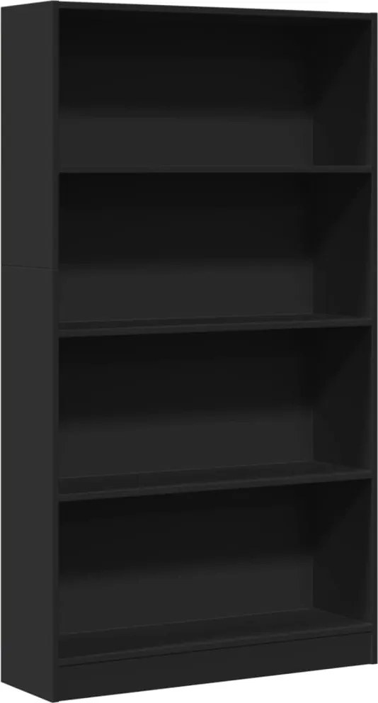 vidaXL fekete szerelt fa könyvszekrény 80 x 24 x 143 cm