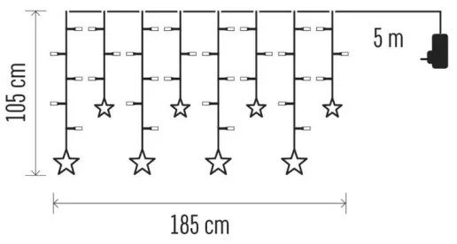 LED karácsonyi fényfüggöny 115xLED/1,35W 6,85x1,05 m meleg fehér