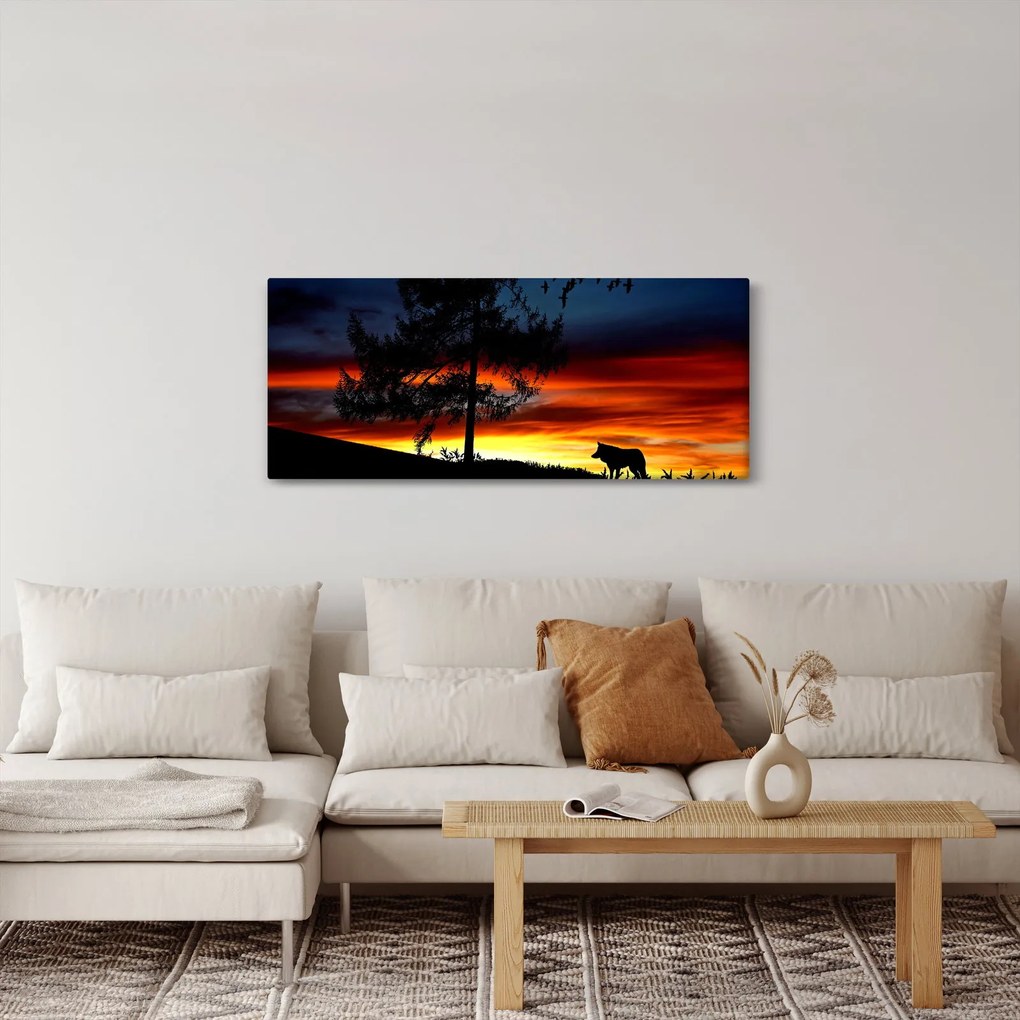 Kép - Farkas sziluettje (120x50 cm)