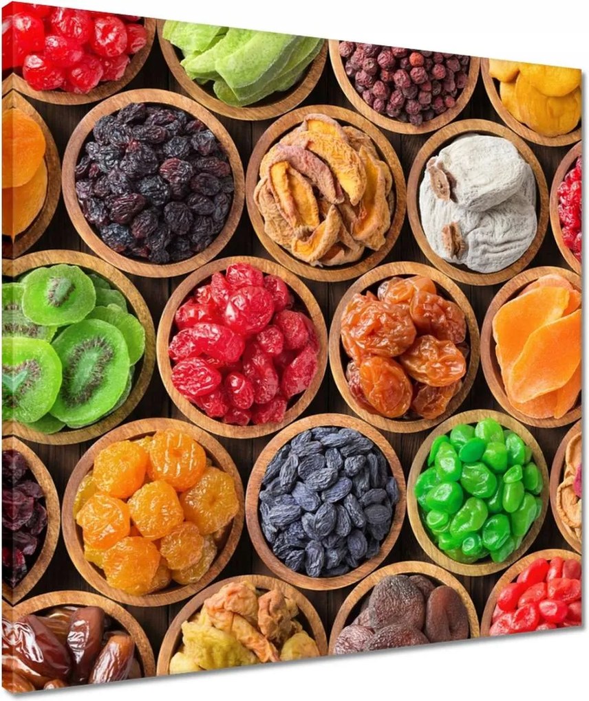 Vászonkép 50x50 Aszalt gyümölcsök tálakban