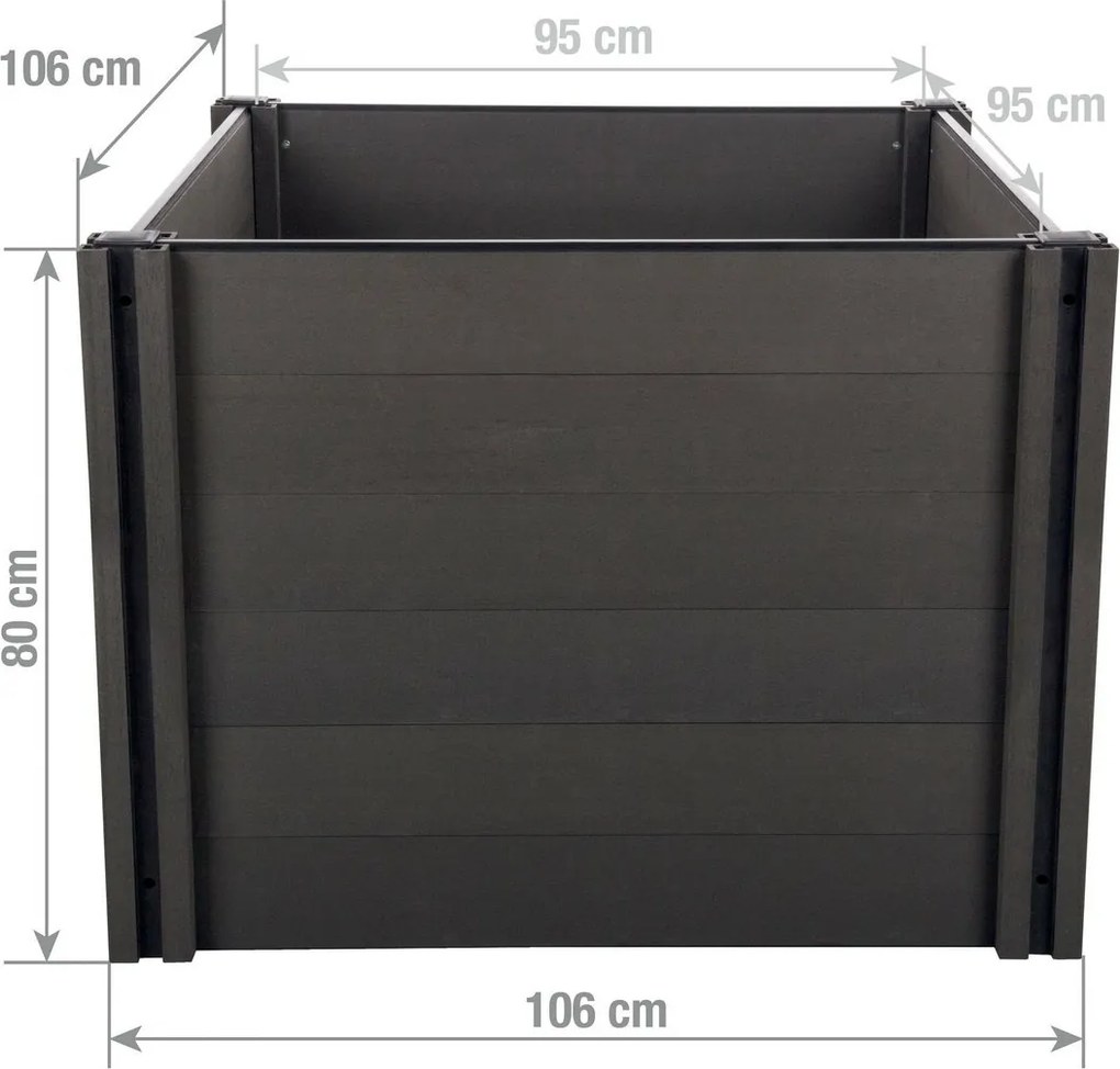 Emelt virágágyás G21 Crop 106 x 106 x 80, WPC,Eben, 80 cm