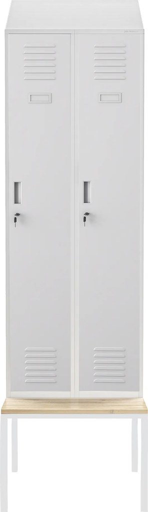 Fém öltözőszekrény paddal és tetővel KACPER II PRO, 600 x 2295 x 850 mm, szürke