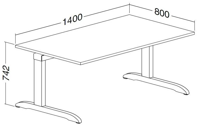 ProOffice C asztal 140 x 80 cm, bükkfa