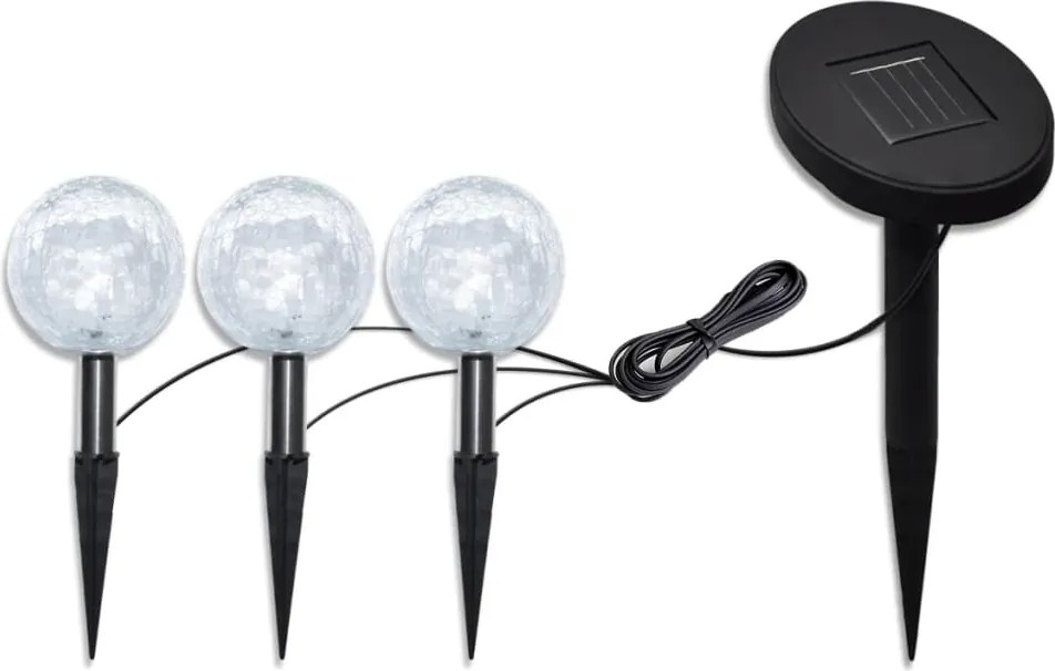 vidaXL 3 db LED kerti gömblámpa cövekkel és napelemmel