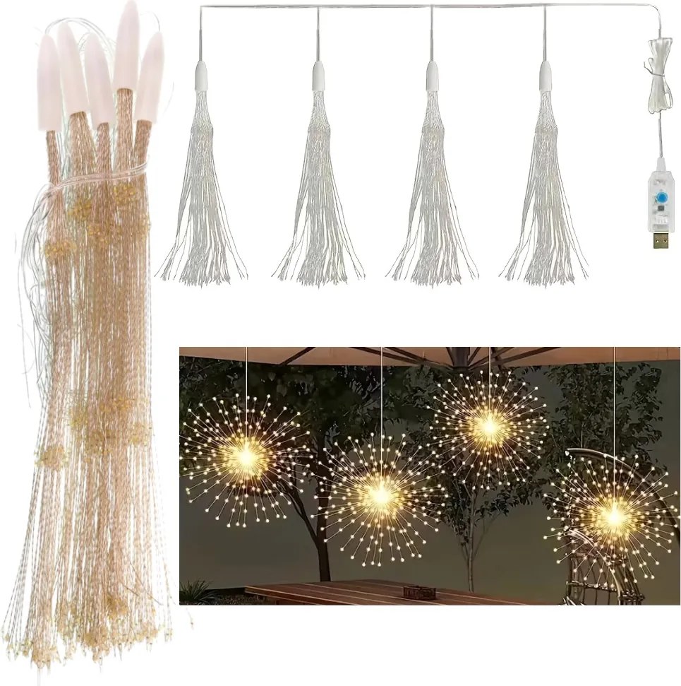 LED-es függőlámpák Usb vezetékek Tűzijáték Kerti világítás dekoráció